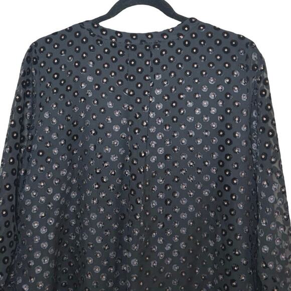 NWOT Soft Surroundings Womens Velvet Swiss Dot Blouse Black/Gold Size Large - Picture 7 of 9